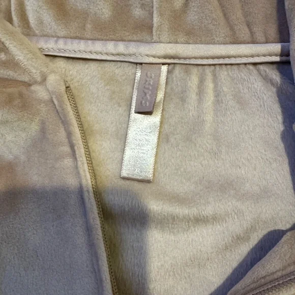 Velvet Zip-Up Hoodie - Tan - Picture 2 of 5